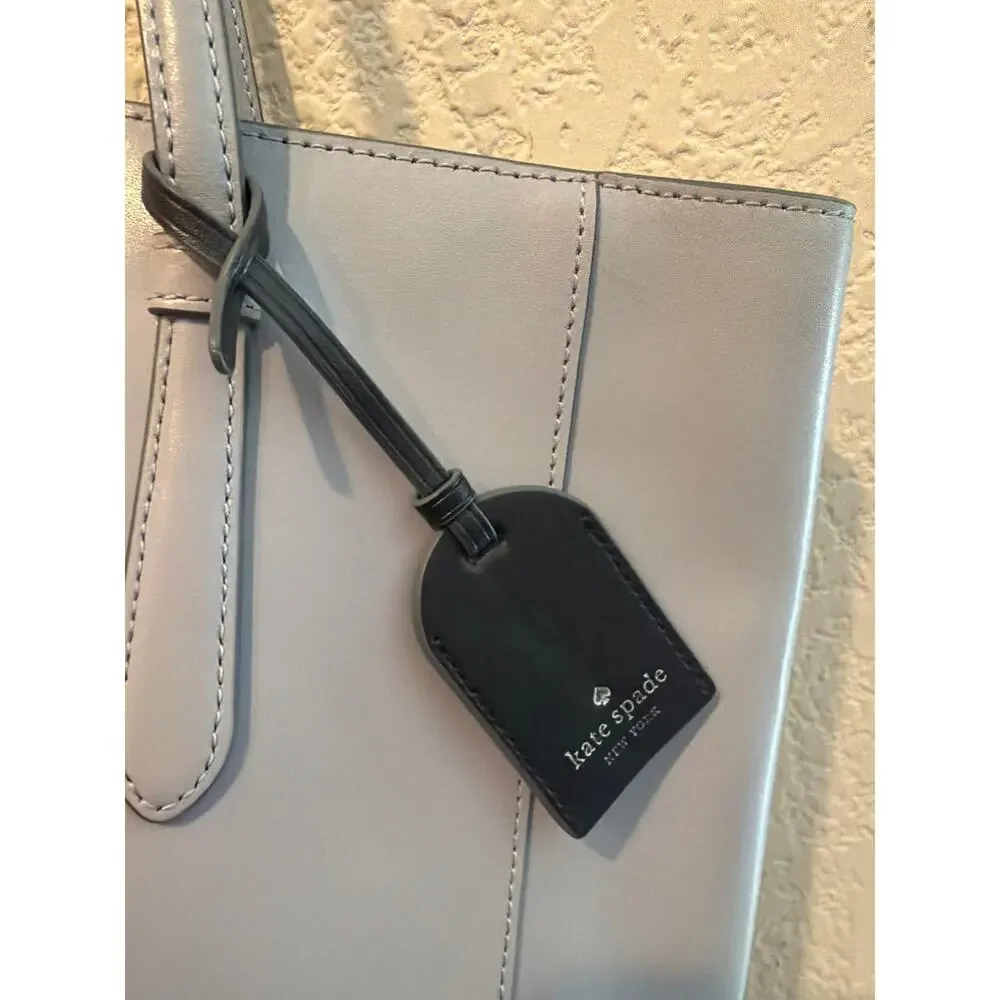 ⭐️ Women’s Kate Spade Schuyler Brushed Steel Smooth Leather Tote Purse Preppy